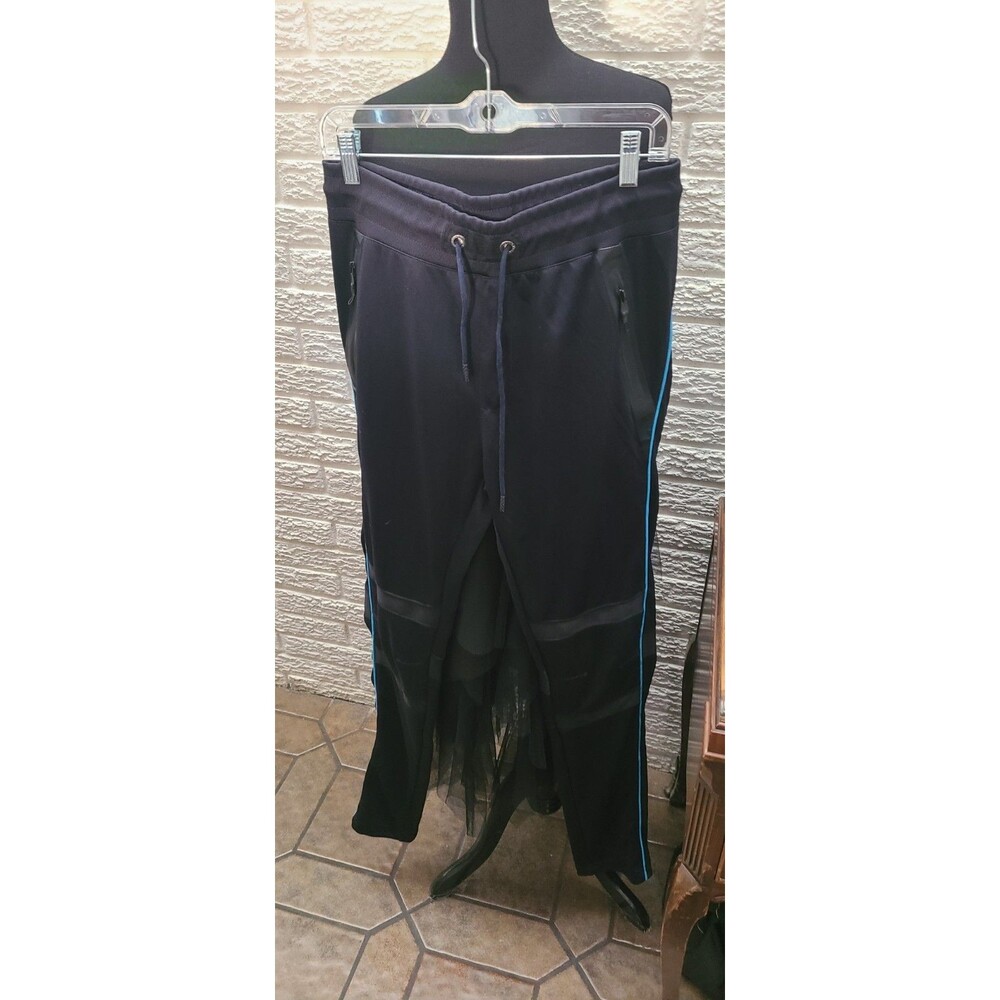 Trillnation Athletic Pants Men's Size Large Black Blue Trim Zipper NWT